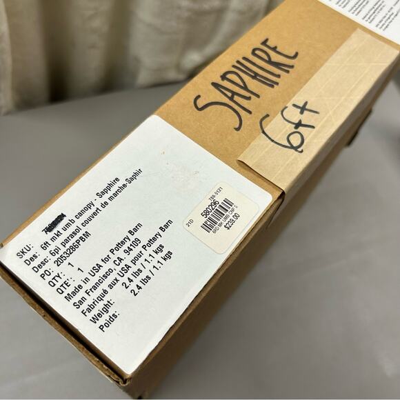 Williams Sonoma Sunbrella Umbrella Cover 6' Round Saphire Blue NEW Retail $239 - Picture 4 of 12